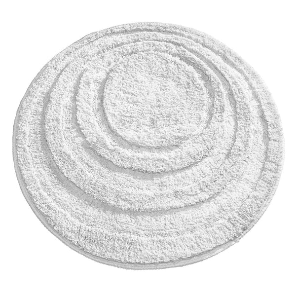 color:white||white microfiber round striped bath mat