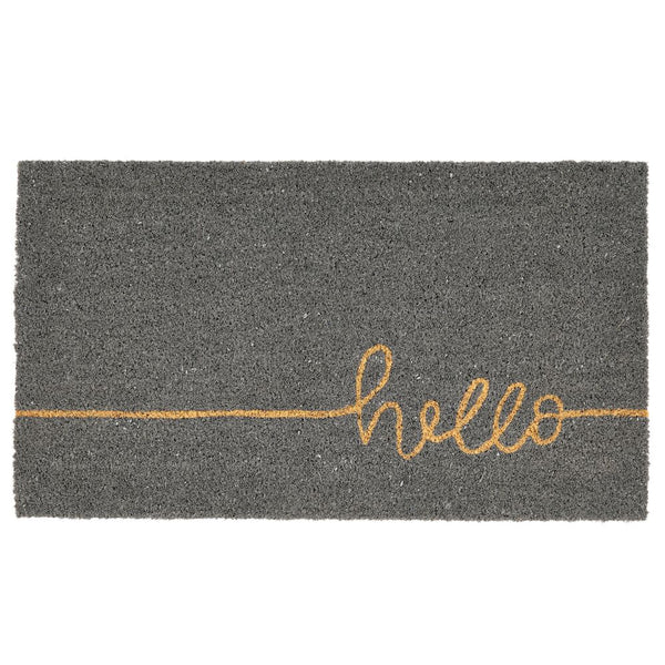 color:gray||gray line cursive hello entryway mat
