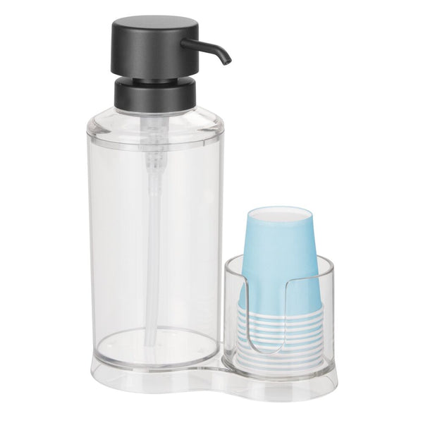 color:black||black round mouthwash dispenser + cup holder
