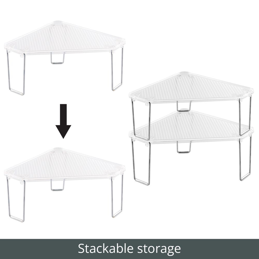 mDesign Plastic Bathroom Stackable Corner Organizer Shelf