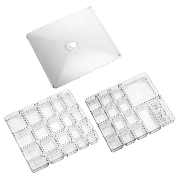 color:clear||clear 35-compartment jewelry + bead+ sewing storage trays