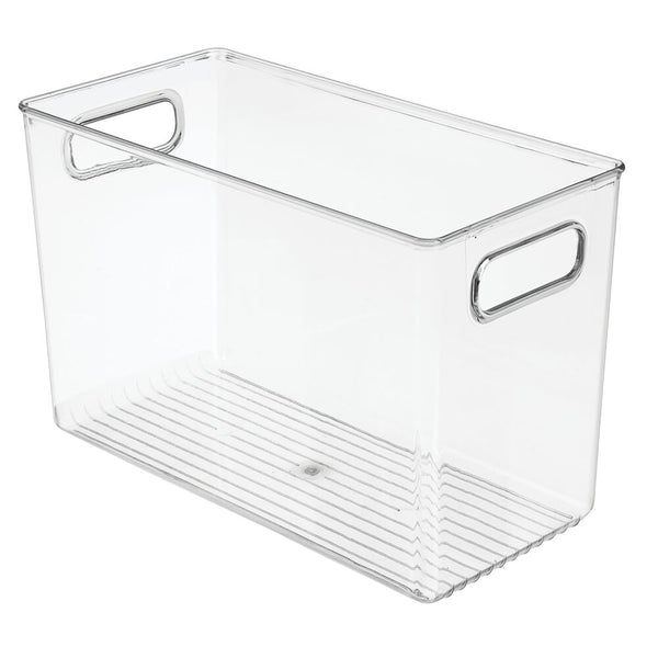 color:clear||clear deep plastic bin with handles 12-6-8 single