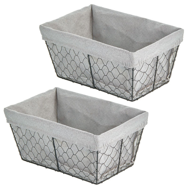 color:black/gray||black/gray wire basket with fabric liner 10-6-6 pack of 2