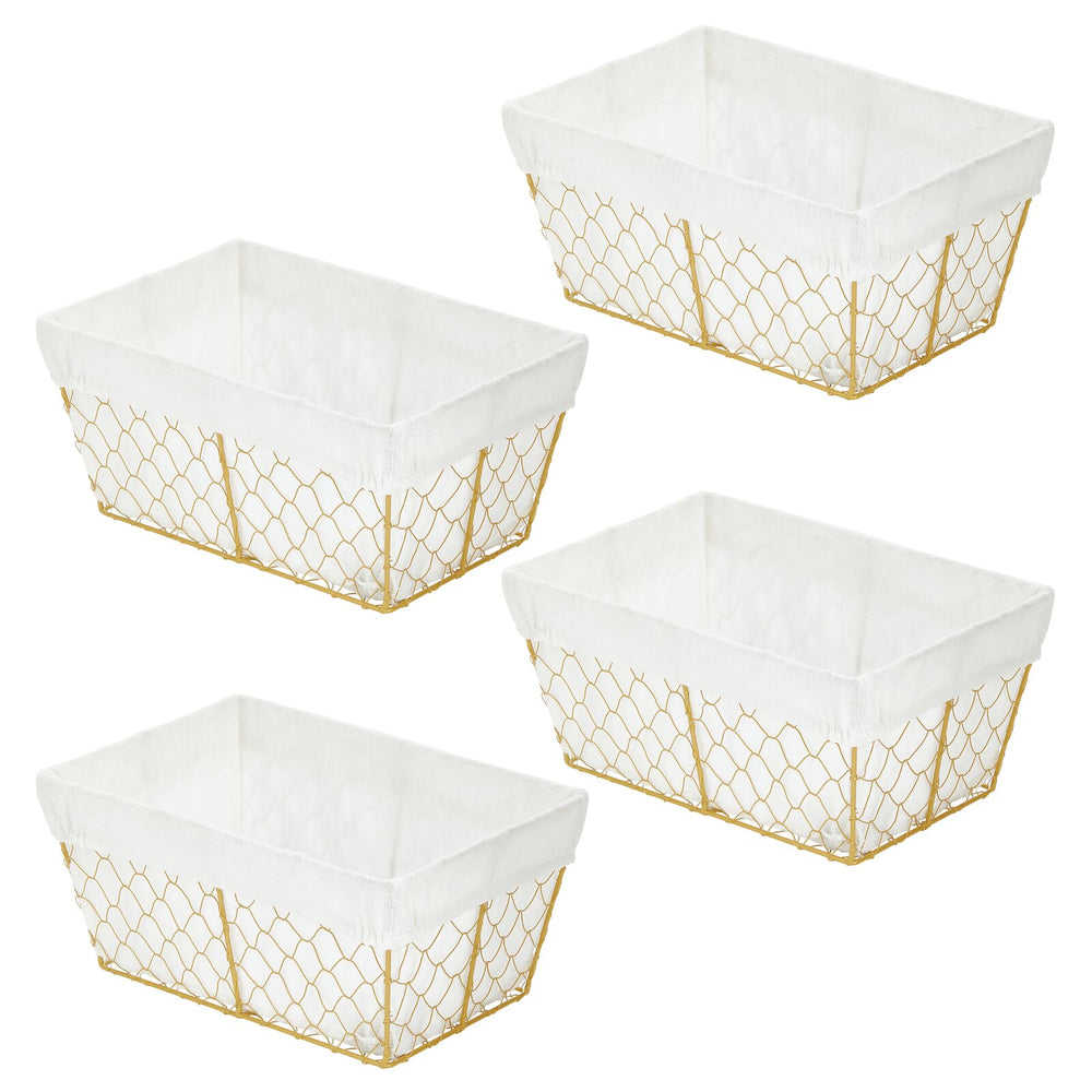 mDesign Metal Kitchen Under Shelf Storage Baskets - 2 Pack - Soft Brass/Natural