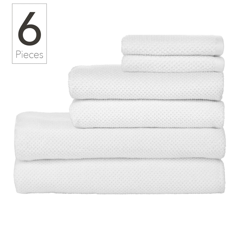 Nate Home by Nate Berkus 100% Cotton Textured Rice Weave 6-Piece Towel Set  | 2 Bath Towels, Hand Towels, and Washcloths, Soft and Absorbent for