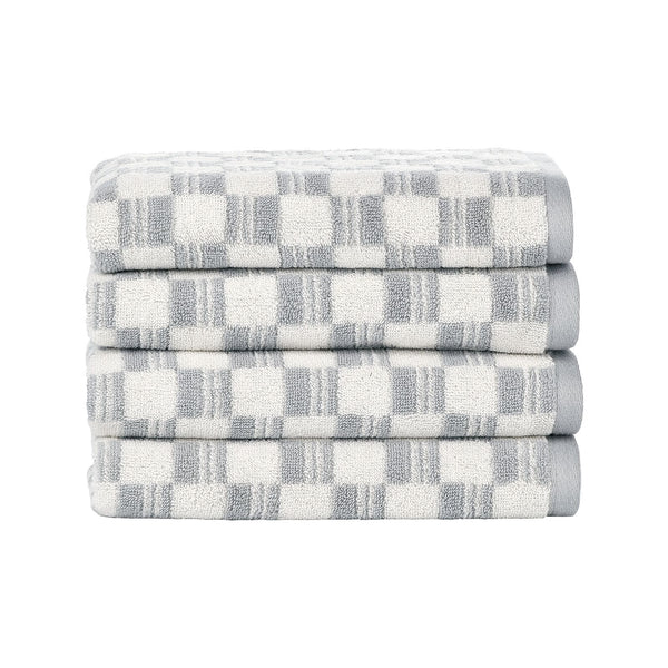 4-Piece Dark Gray Geometric 100% Cotton Bath Towel Set