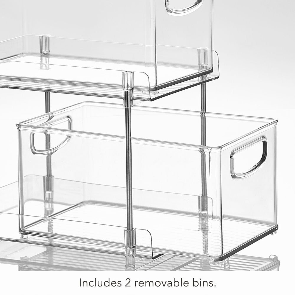 Nate Home By Nate Berkus 2-tier Sliding Drawer Organizer, Clear/steel - 10  X 7.05 X 12.23 : Target