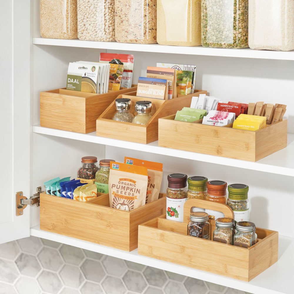 Spice Rack Cabinet Shelf Organizer Set of 4 Bamboo Kitchen Organizer