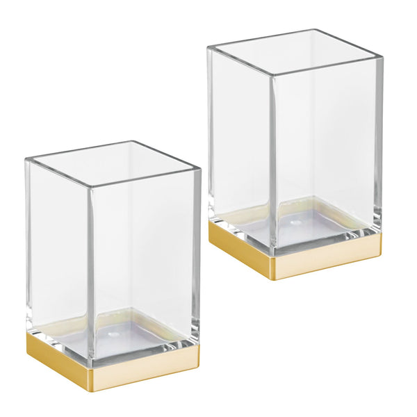 color:clear/gold||clear/gold square plastic tumbler cup pack of 2