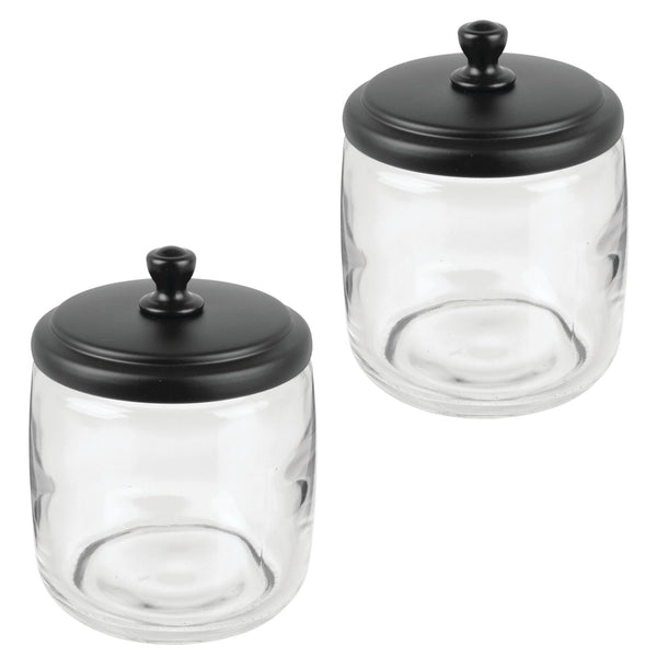 color:matte black||matte black round glass canister with steel lid