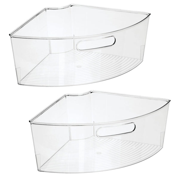 color:clear||clear 1/4 round lazy susan storage bin pack of 2