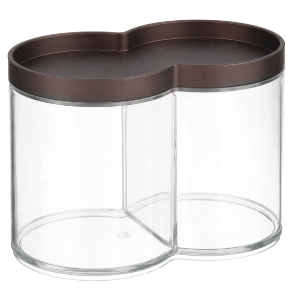 color:bronze||bronze stackable divided plastic vanity canister single