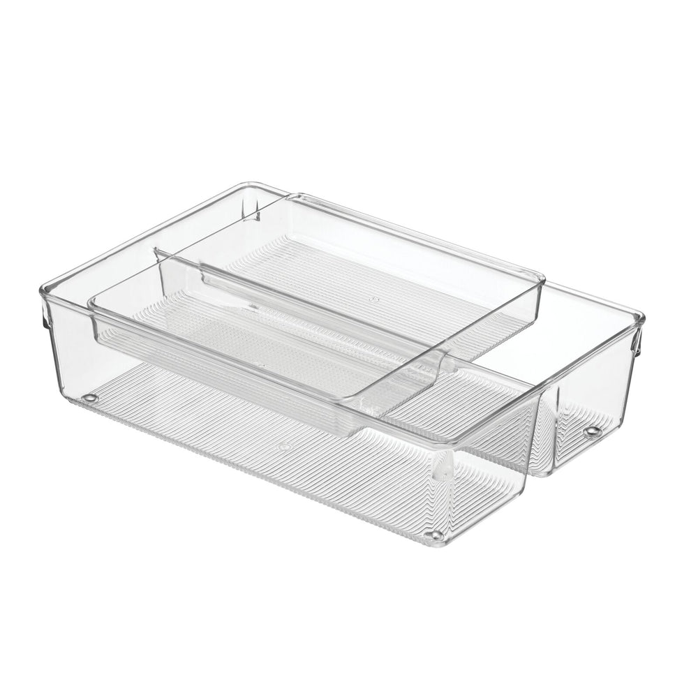 2 Pack 3 Section Drawer Organizer, Acrylic Makeup Drawer Tray Small Clear  Jewelry Storage Organizer, Adjustable Divided Desk Drawer Tray For Kitchen