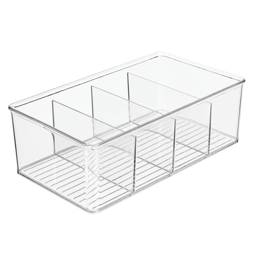 MDesign Plastic 4-Section Divided Kitchen or Pantry Organizer Bin, Pack