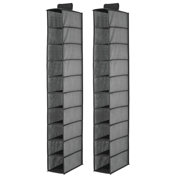color:charcoal/black||charcoal/black 10-shelf fabric hanging shoe organizer pack of 2