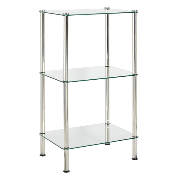 color:chrome/clear||chrome/clear 3-tier glass accent table single
