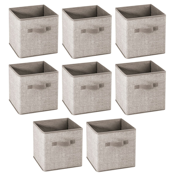 color:linen||linen fabric cube bin with handles 11-11-11 pack of 8