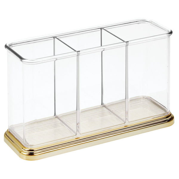 color:clear/soft brass||clear/soft brass 3-section plastic caddy