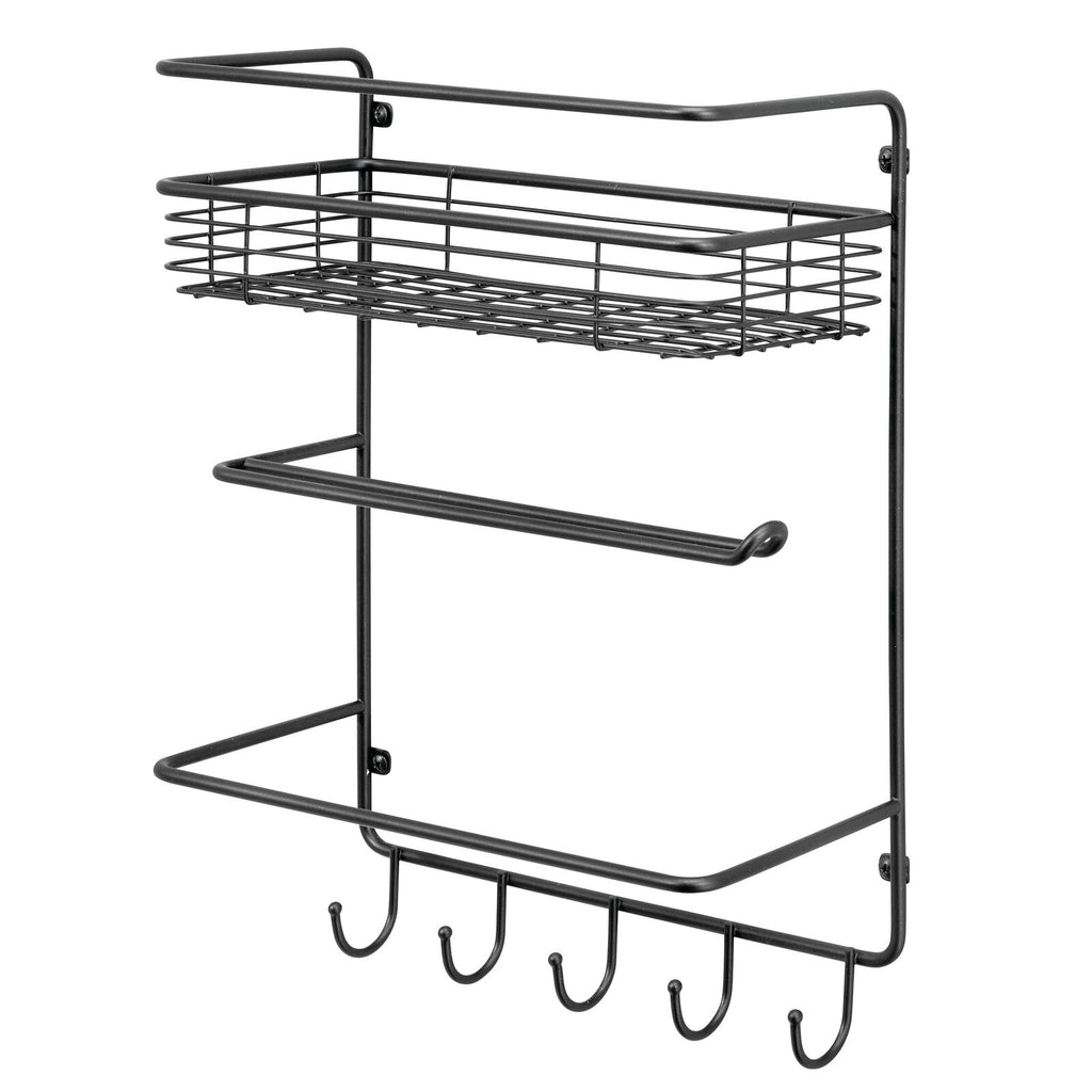4-Tier Wall Mount Paper Towel Holder with Hooks