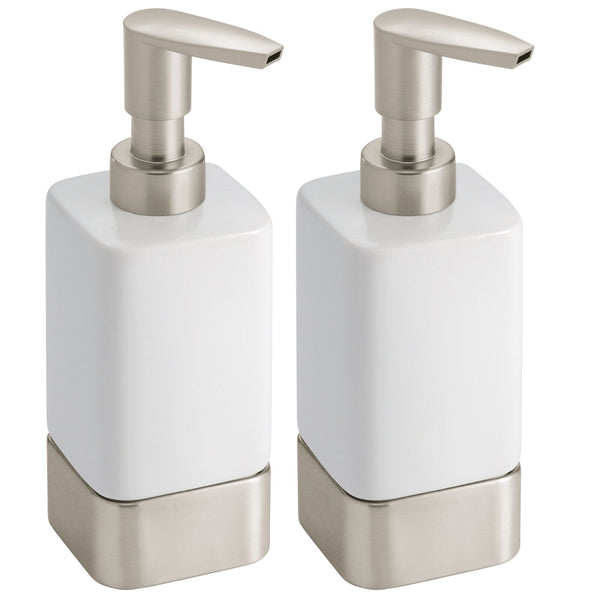 color:matte satin||matte satin ceramic square liquid soap dispenser set