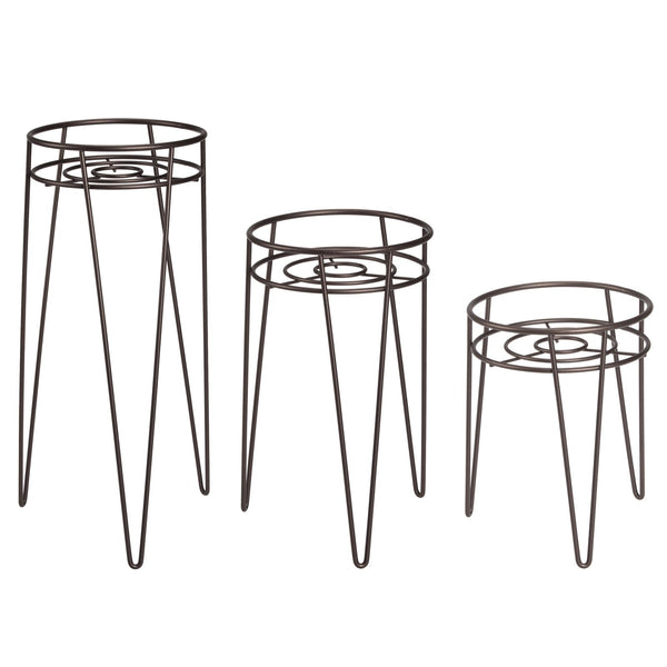 color:bronze||bronze wire plant stand with hairpin legs set