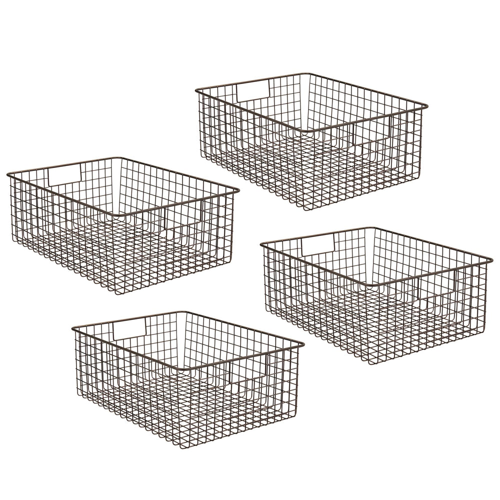 mDesign Metal Under Shelf Basket for Kitchen Storage - Wire Farmhouse  Sliding Bin Basket for Pantry - Large Open Front Organizer for Food,  Drinks