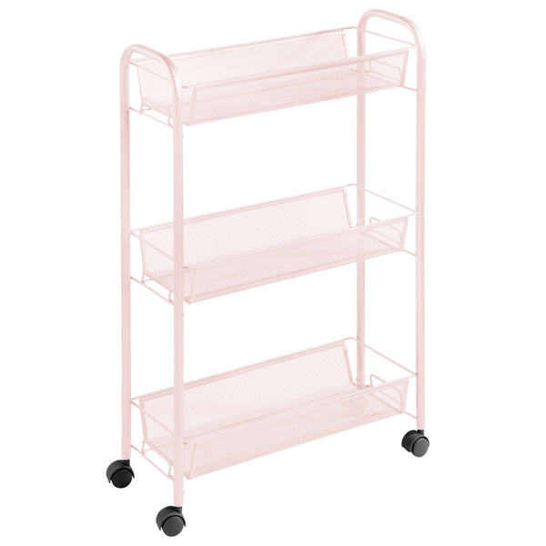 color:light pink||light pink 3-tier cart with handles