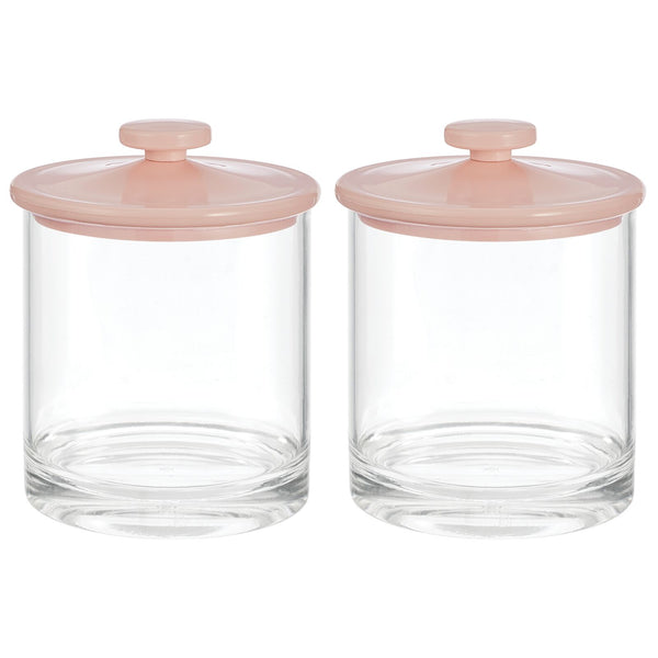 color:light pink||light pink round vanity canister pack of 2