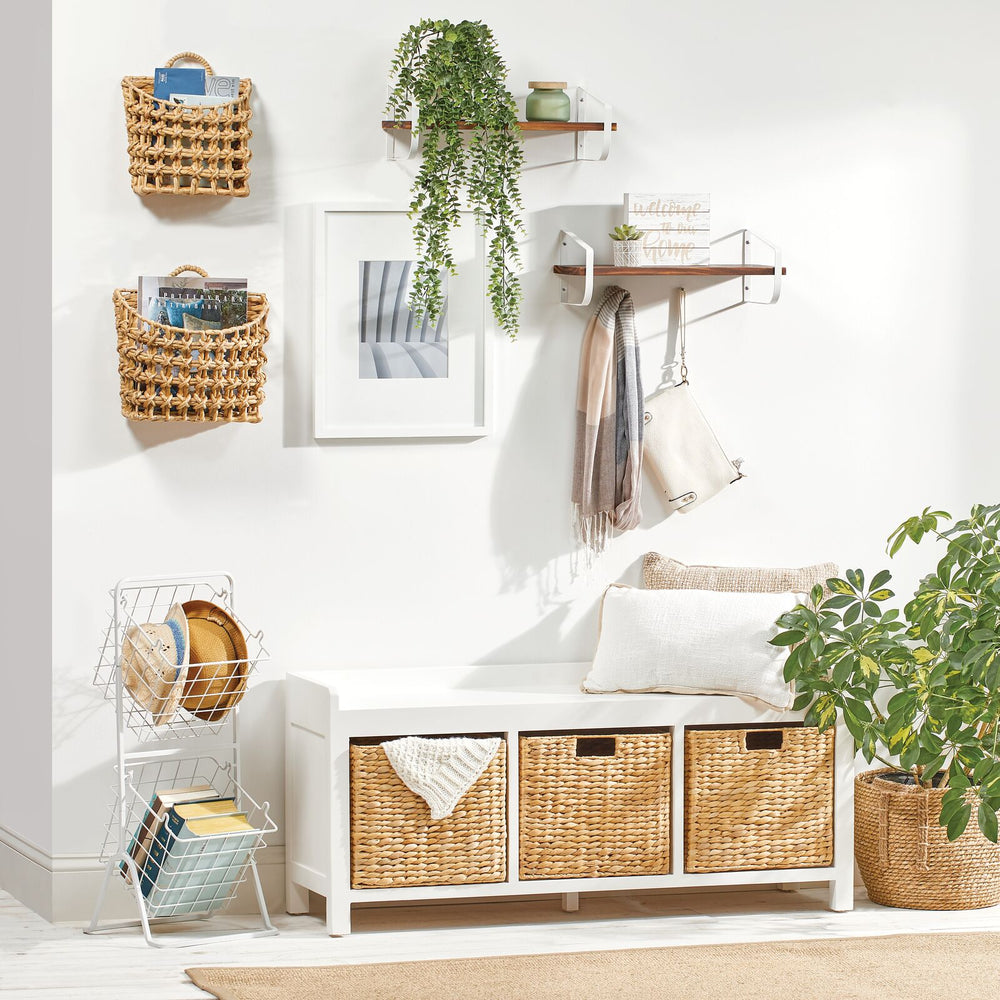 Hanging Storage Baskets, Pantry Wicker Baskets, Wall Mount Basket