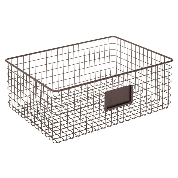 color:bronze||bronze wire basket with label holder 12-16-6 single