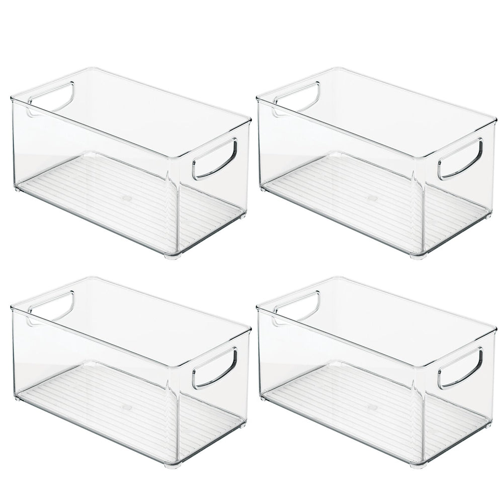 Set of 4 Stackable Storage Bins Open Front, Storage Containers for