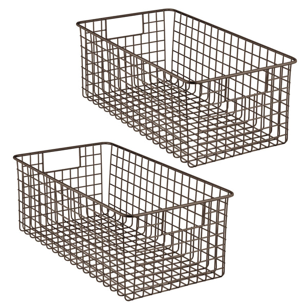 color:bronze||bronze wire basket with handles 16-9.25-6 pack of 2