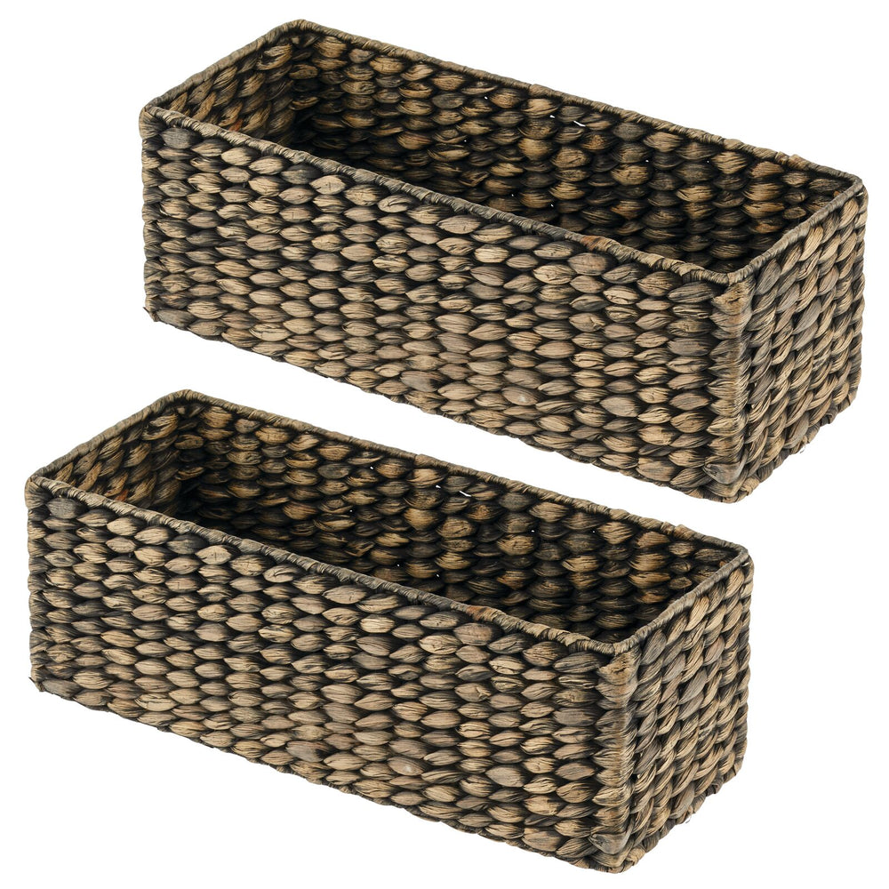 mDesign Woven Hyacinth Kitchen Storage Organizer Basket Bin, 8 Pack, Brown  Wash