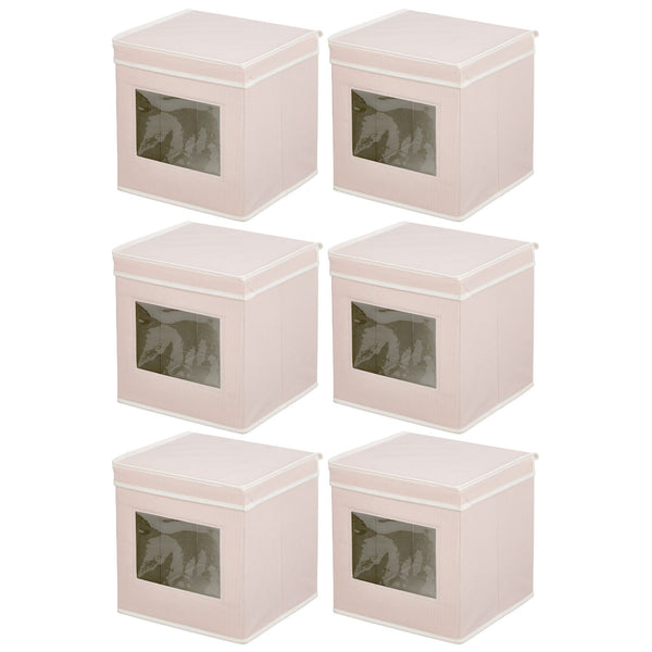 color:pink/white||pink/white fabric organizer cube with window pack of 6