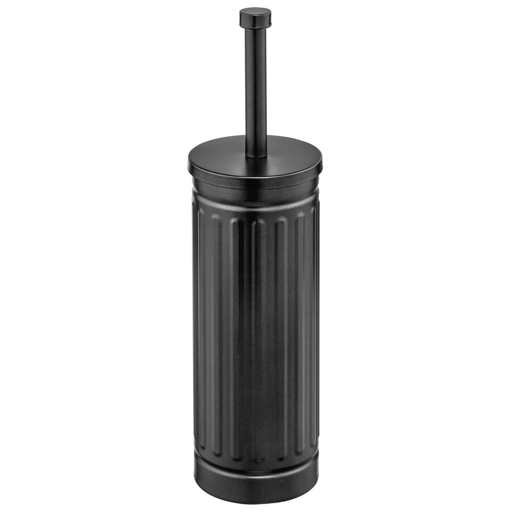 mDesign Compact Bathroom Toilet Bowl Brush Holder - Black