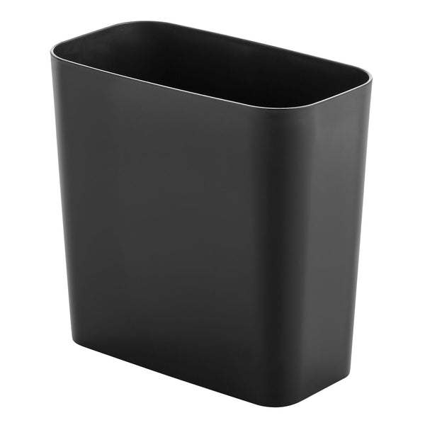 color:black||black plastic rectangular trash can