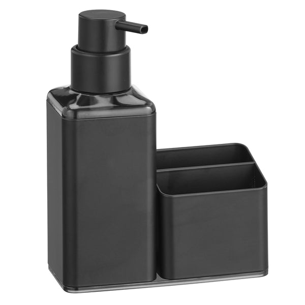 color:matte black||matte black liquid soap dispenser + divided sponge caddy