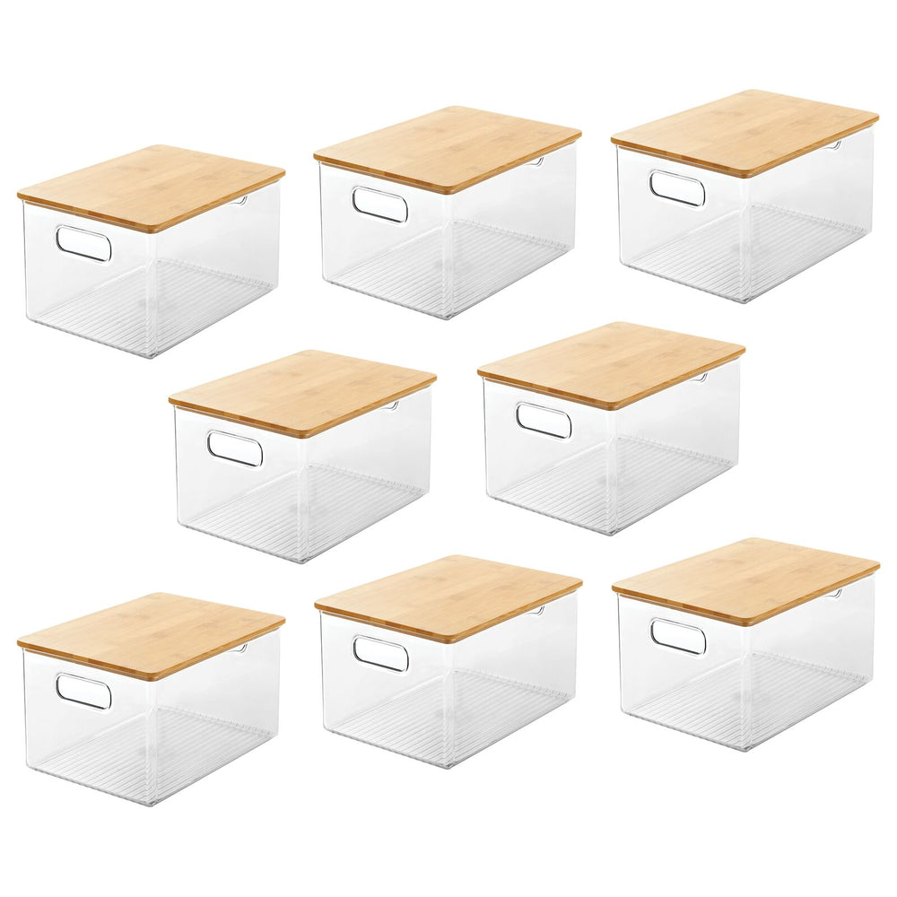 Hudson Home White Stackable Storage Bin With Bamboo Lid