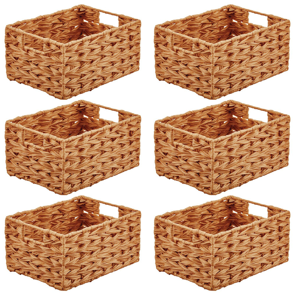 Dracelo Multiuse Hand Woven Plastic Wicker Basket with Divider for