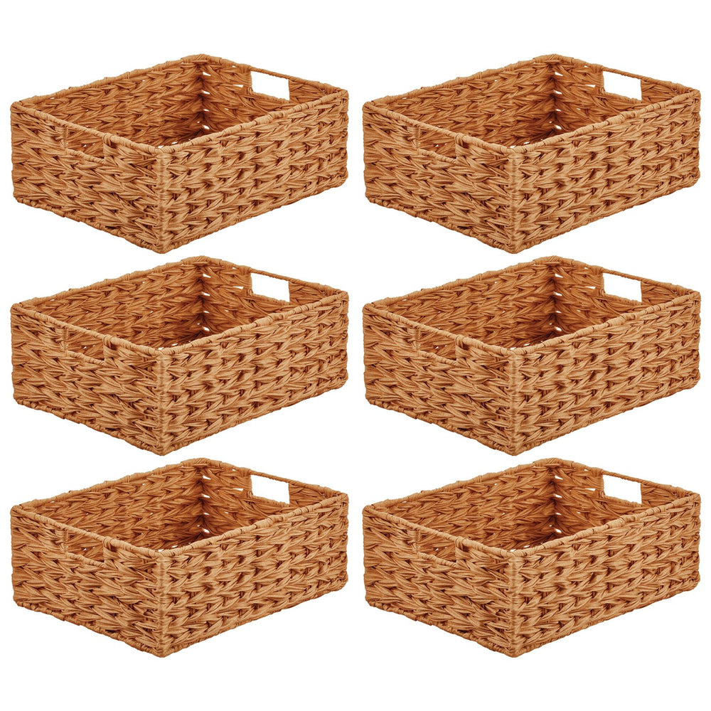 Woven Plastic Basket with Handles 16 x 12 x 6