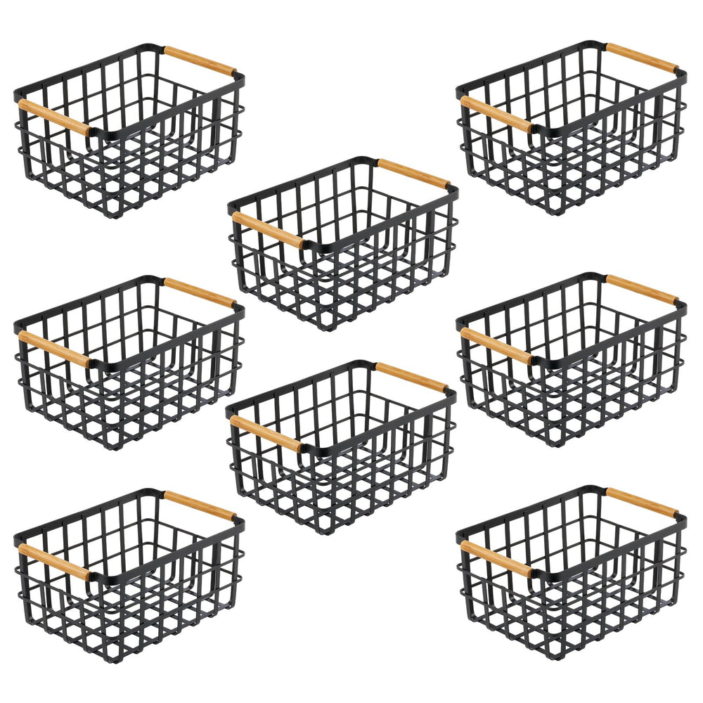 Wire Baskets for Organizing TRIANU Household Pantry Baskets Pantry Baskets  Metal Baskets for Pantry Storage Black Metal Storage Bins, 11.7*9.84*6.3  inch 