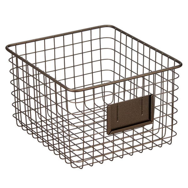 color:bronze||bronze wire basket with label holder 9-10-6 single