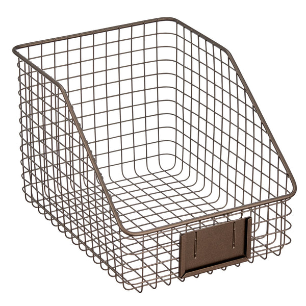 color:bronze||bronze wire open front basket with label holder 9-12-8 single