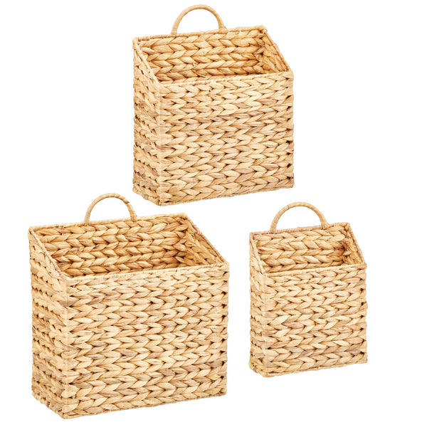 color:natural||natural hyacinth wall mount basket set
