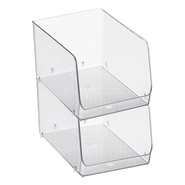 mDesign Stackable Storage Bin with Wide Open Front, Clear, 7.75″ x