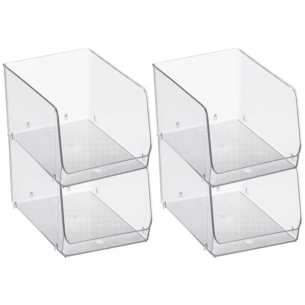 Simplify Square Open Front Cabinet Organizer with Basket Bin, Clear