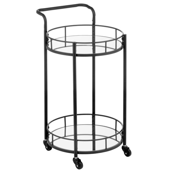 color:black||black 2-tier round bar cart