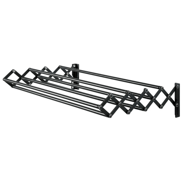 color:black||black accordion wall mount laundry drying rack