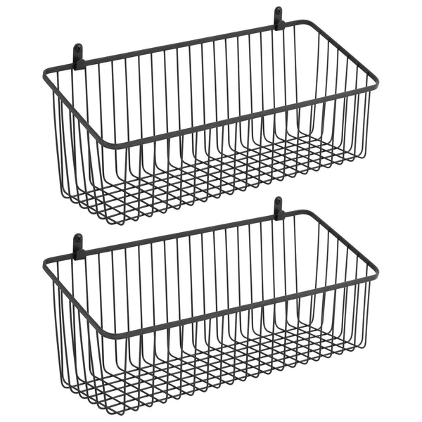 color:matte black||matte black wire wall mount basket 16-6-6 pack of 2