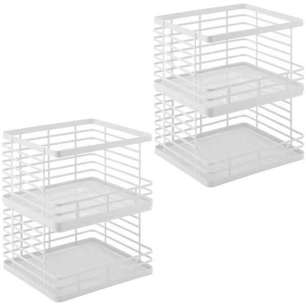 color:matte white||matte white flat wire open front stackable basket 12-11-8 pack of 4